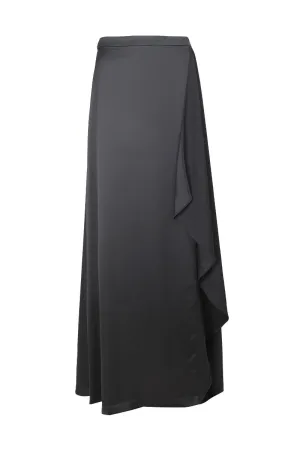 Adrianna Papell Mid Waist Slit Side Elastic Waist Draped Crepe Skirt