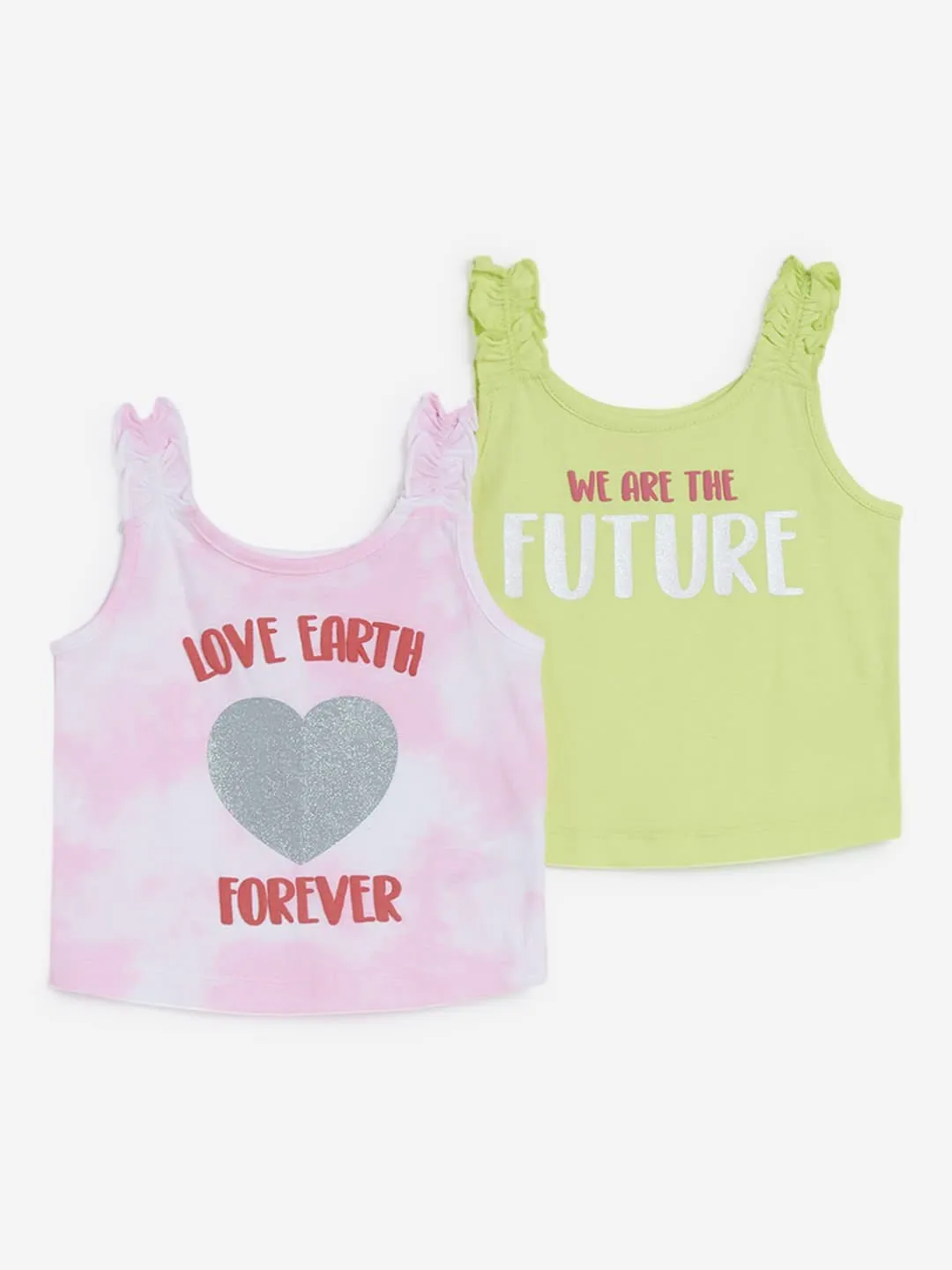 Baby HOP Pink Printed Tank T-Shirts Set of Two