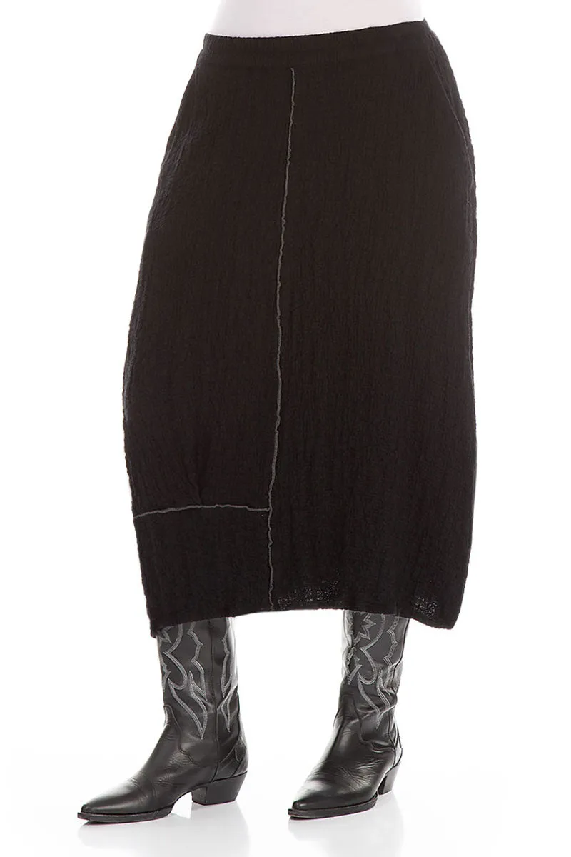 Balloon Black Wool Skirt