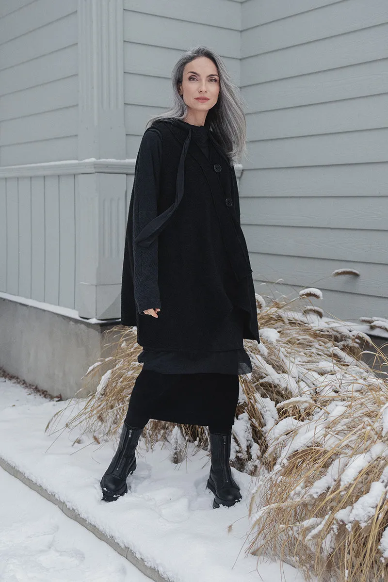 Black Cotton Pencil Skirt