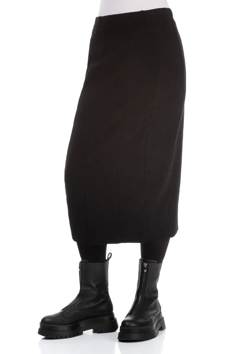 Black Cotton Pencil Skirt