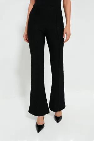 Black Viscose Stretch Crepe Flared Pants