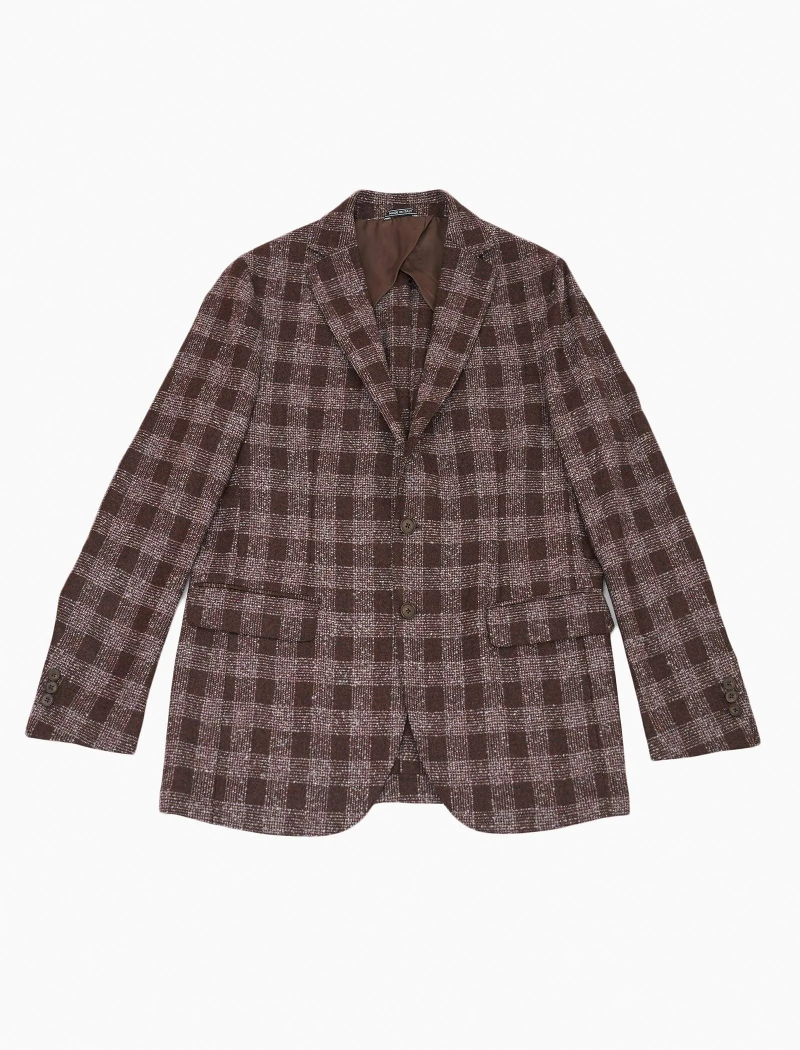 Brown Tartan Wool & Cashmere Blazer