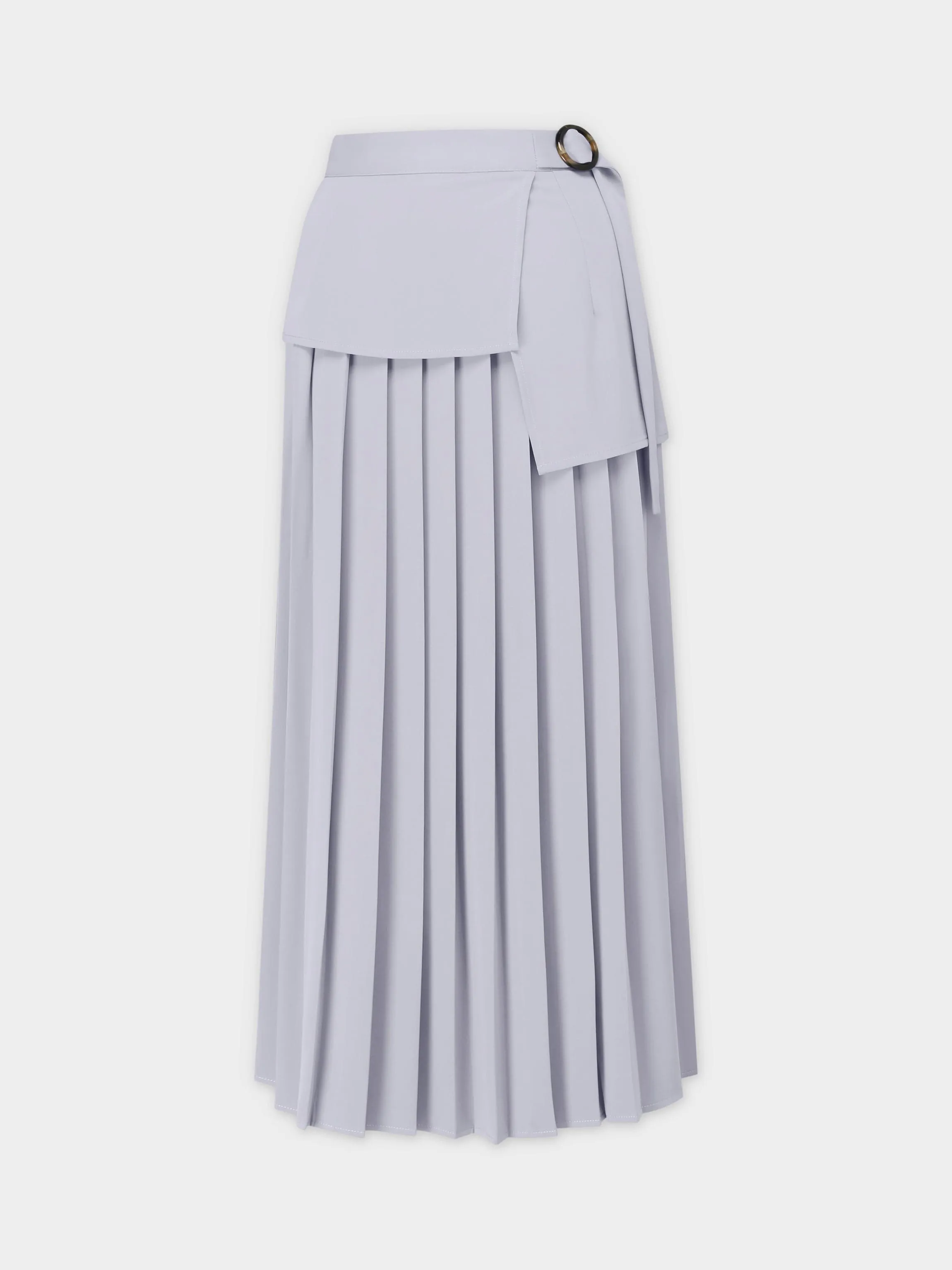 BUCKLE PLEATED SKIRT-LIGHT BLUE