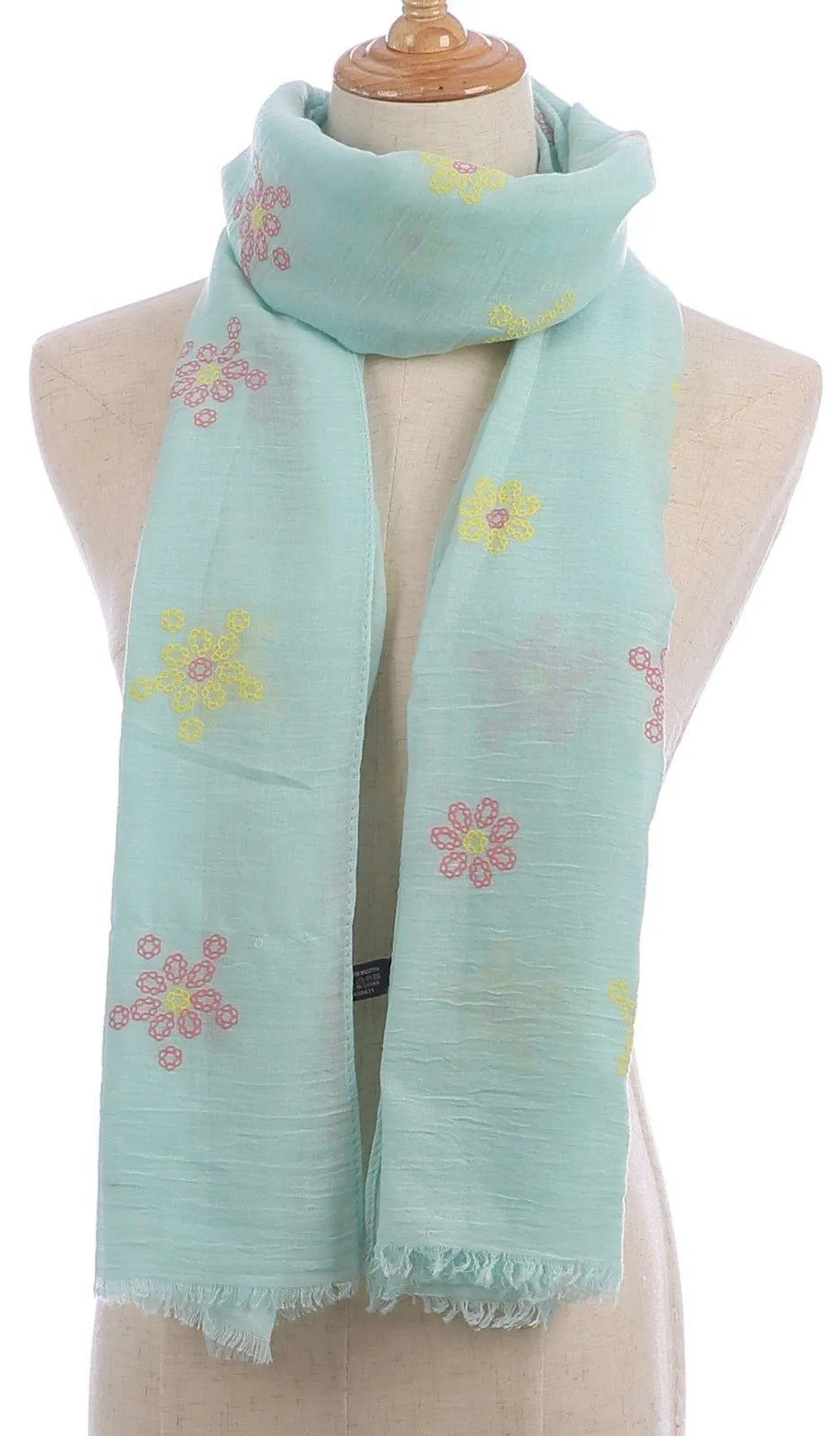 Casaba Women's Scarf Scarves Floral Soft Light Sheer