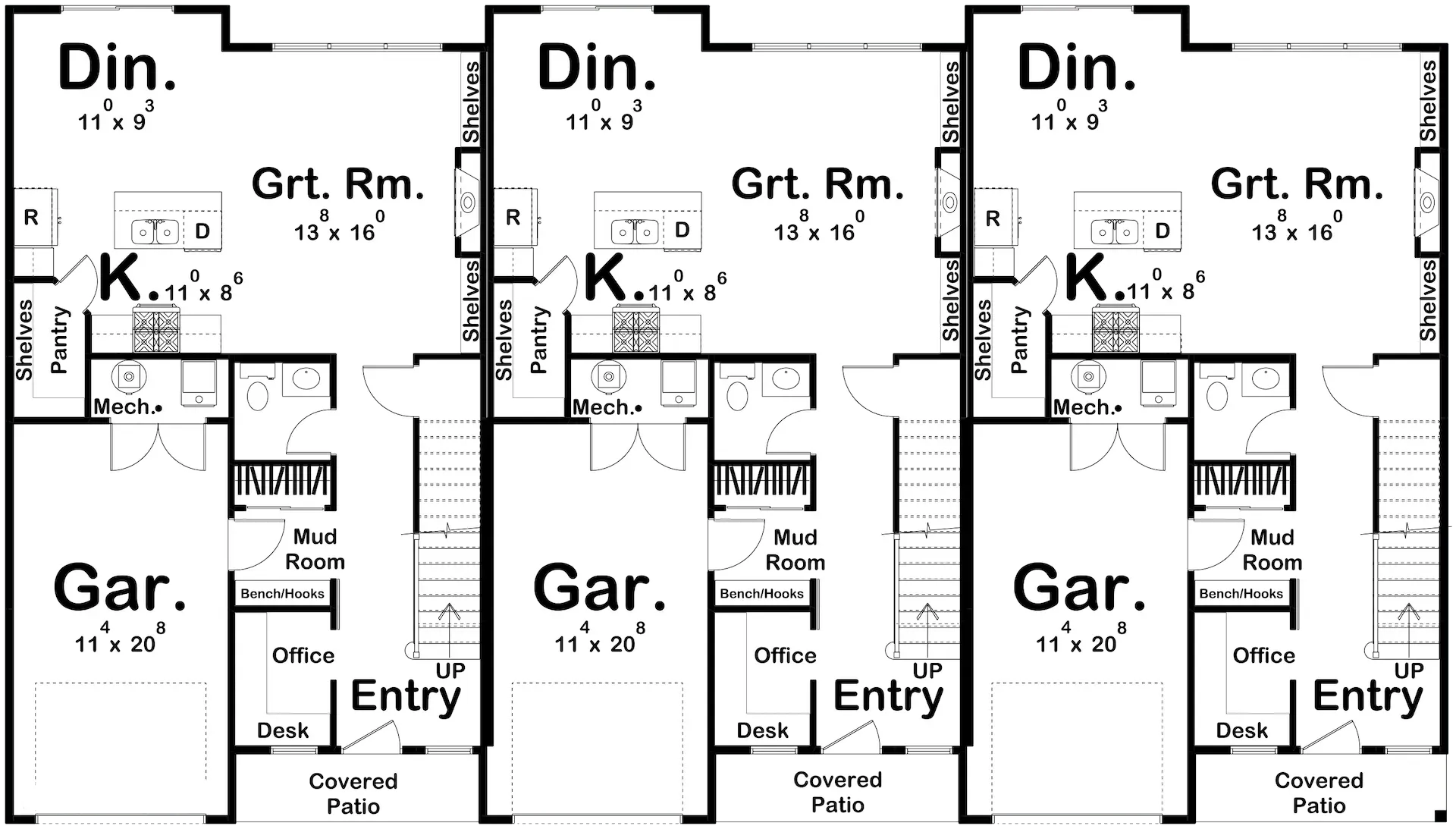 Charming Modern Farmhouse Triplex with 3 Units, 3 Bedrooms Each