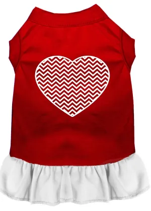 Chevron Heart Screen Print Dress Red With White Med (12)