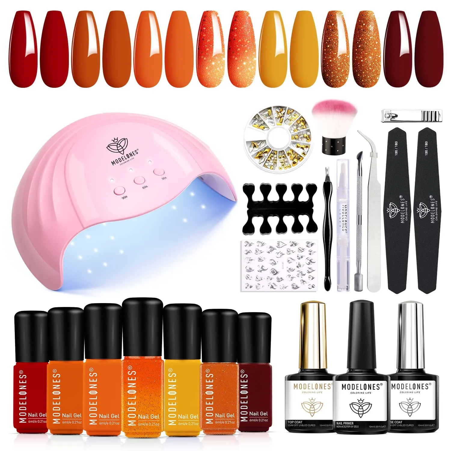 Complete Gel Nail Polish Set with 48W UV LED Lamp & 7 Nude Shades for At-Home Manicures