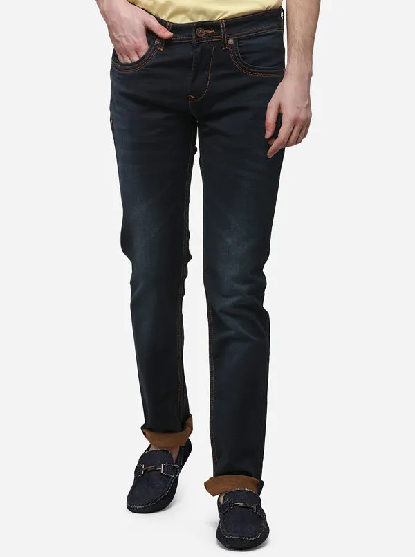 Dark Blue Solid Slim Fit Jeans | JadeBlue