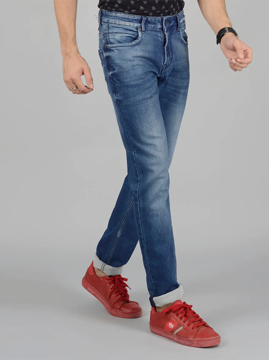 Dark Blue Washed Straight Fit Jeans | JadeBlue