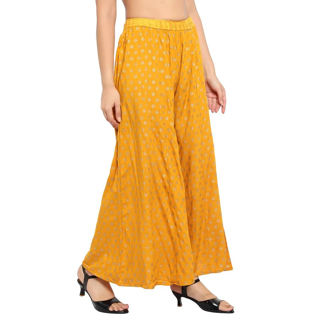 Elegant Yellow Rayon Printed Palazzo For Women