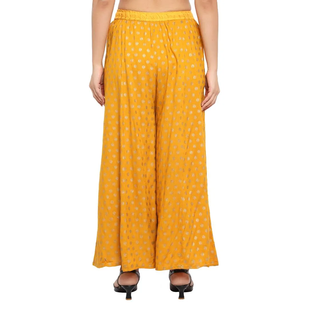 Elegant Yellow Rayon Printed Palazzo For Women