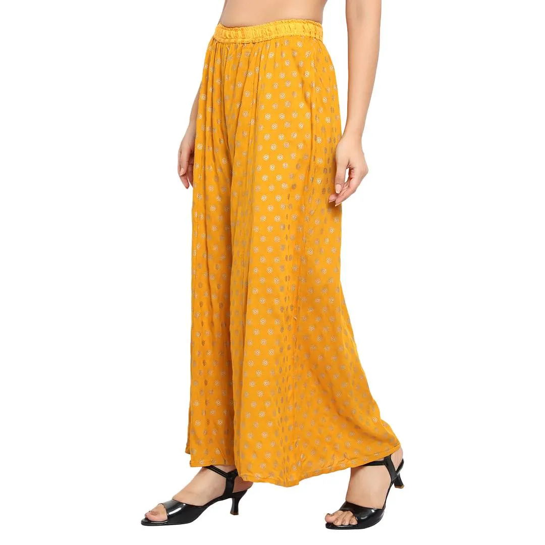 Elegant Yellow Rayon Printed Palazzo For Women