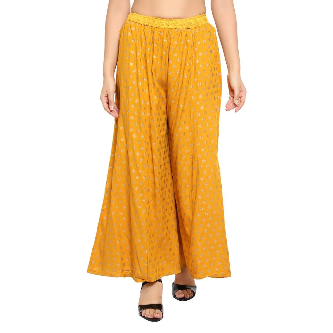 Elegant Yellow Rayon Printed Palazzo For Women