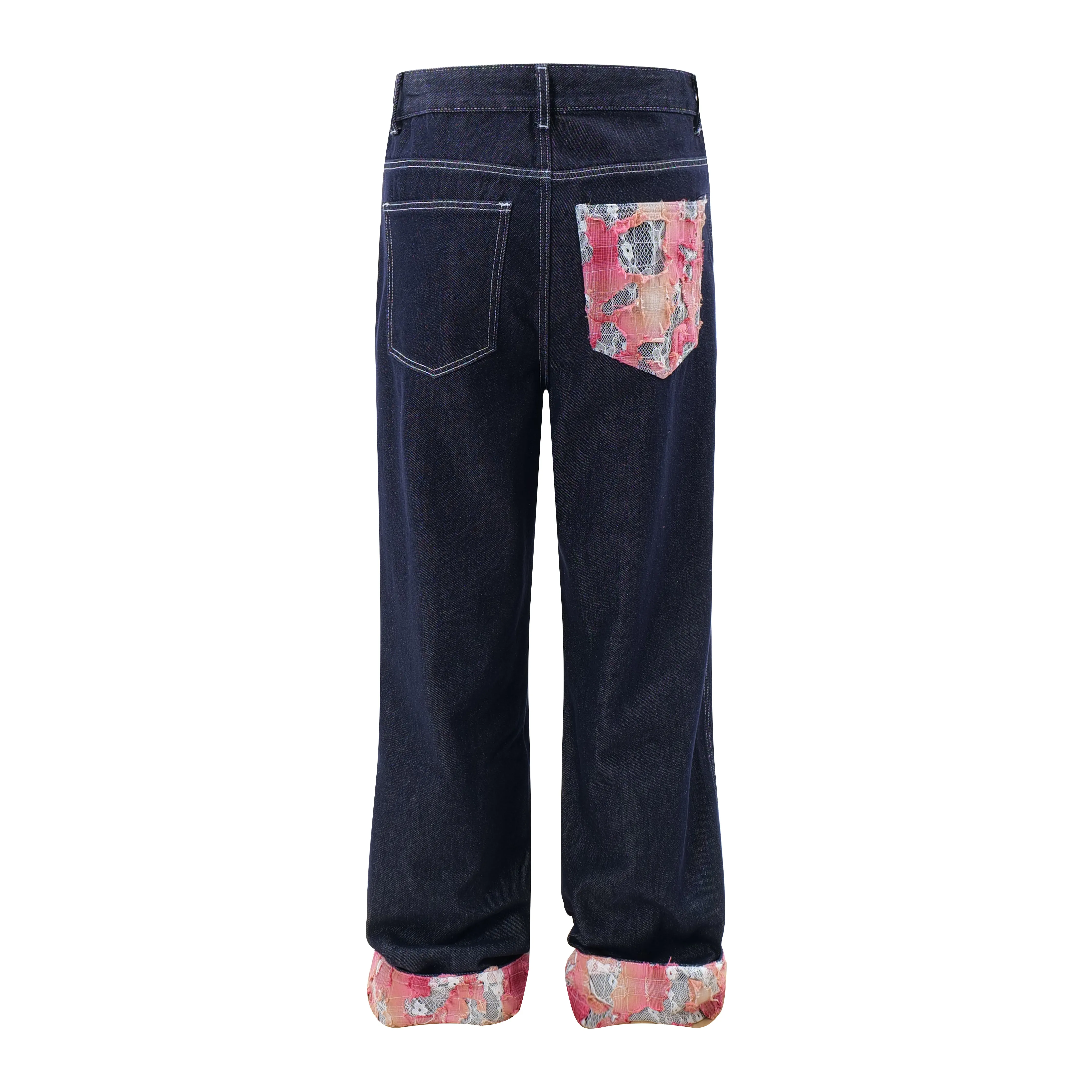 Faire Echo Color Block Plaid Denim Pants