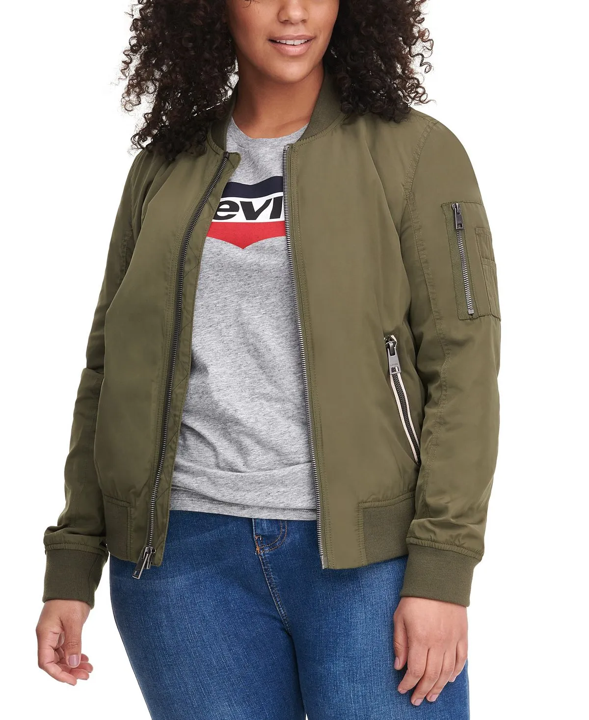 Fashionable bomber jacket Melanie large sizes Levi's, green