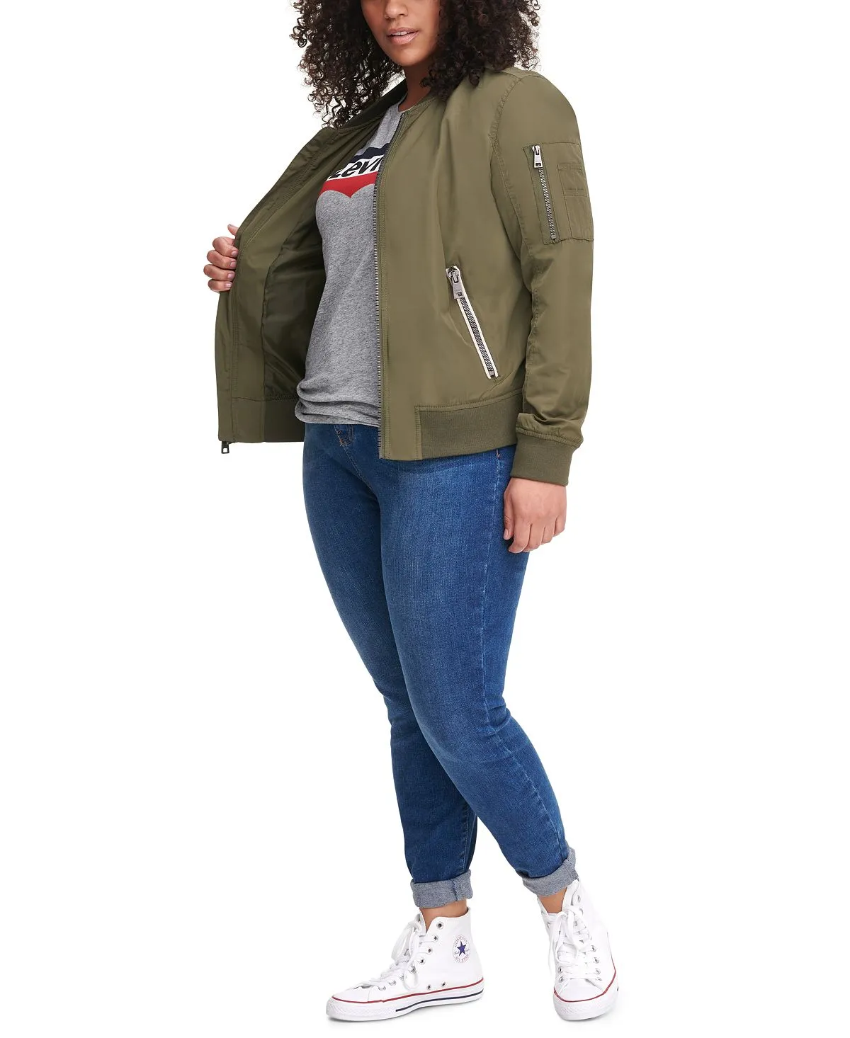 Fashionable bomber jacket Melanie large sizes Levi's, green