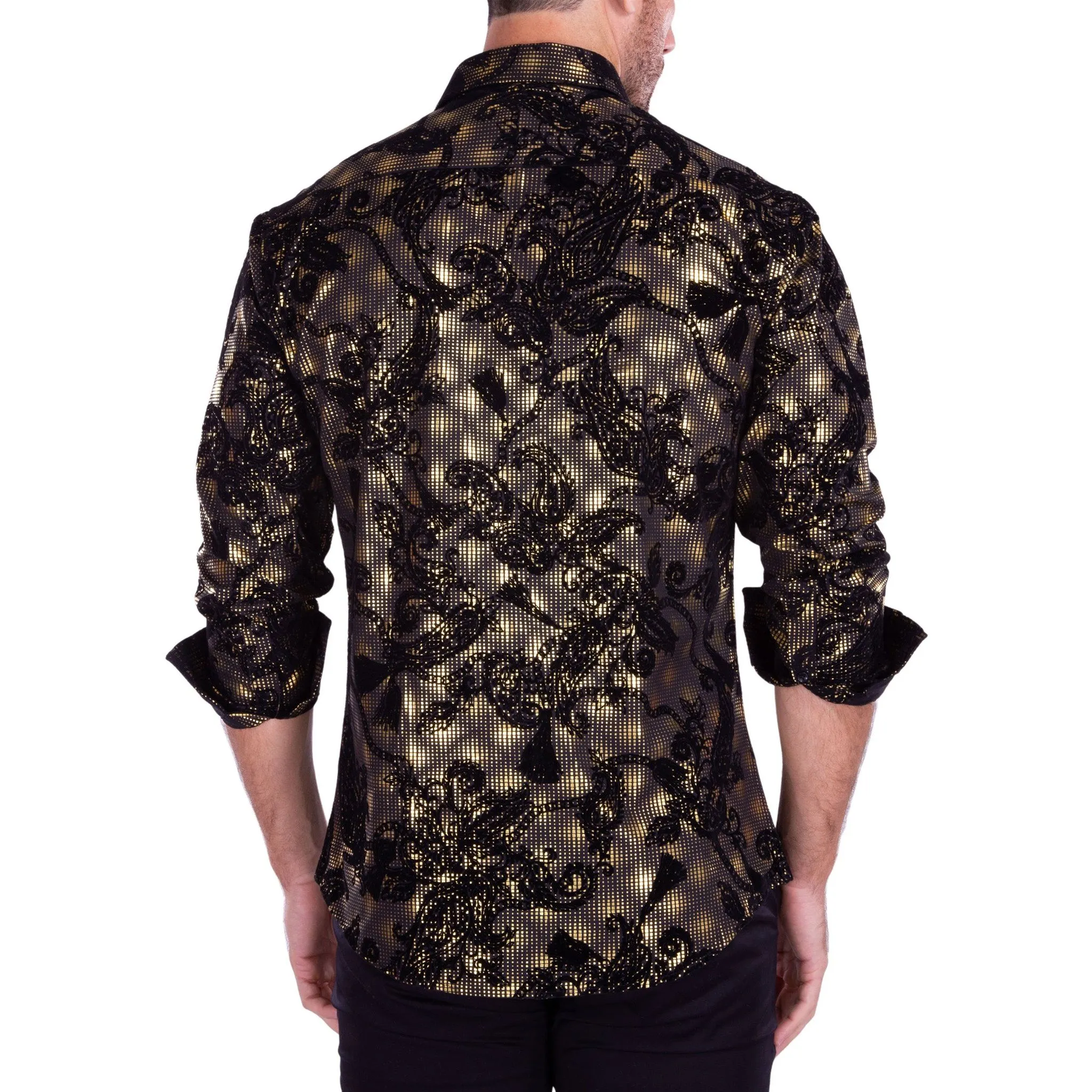 Gold Foil Print Fashion Shirt for Men