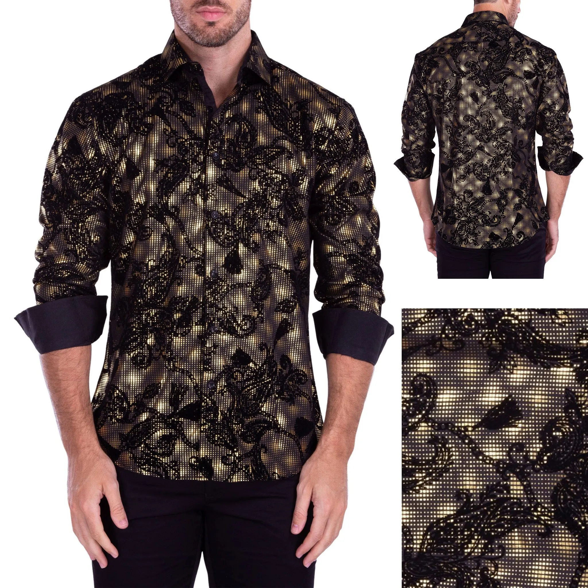 Gold Foil Print Fashion Shirt for Men