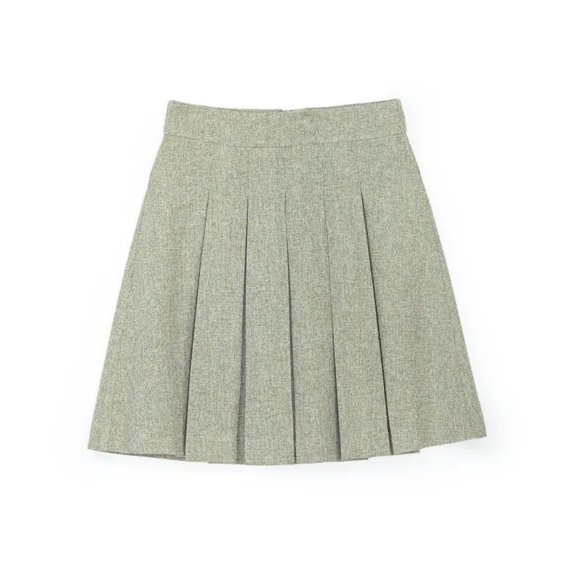 Grass Green Short High Waist Pleated Skirts