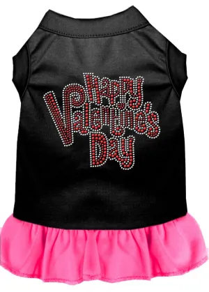 Happy Valentines Day Rhinestone Dress Black With Bright Pink Xl (16)