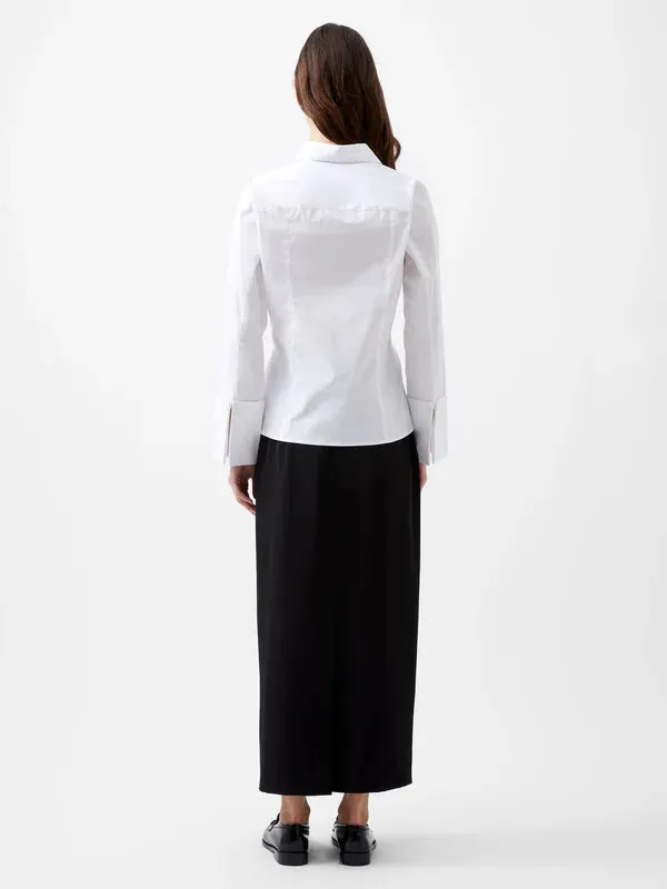 Isabelle Poplin Fitted Shirt in Linen White