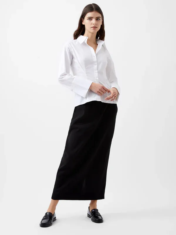 Isabelle Poplin Fitted Shirt in Linen White