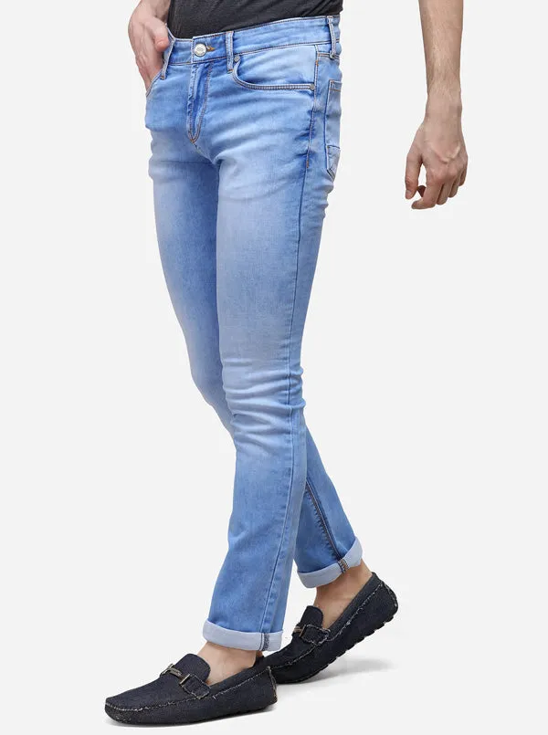 Light Blue Slim Fit Solid Jeans | JadeBlue