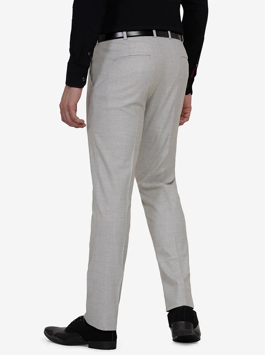 Light Grey Solid Super Slim Fit Formal Trouser | JadeBlue