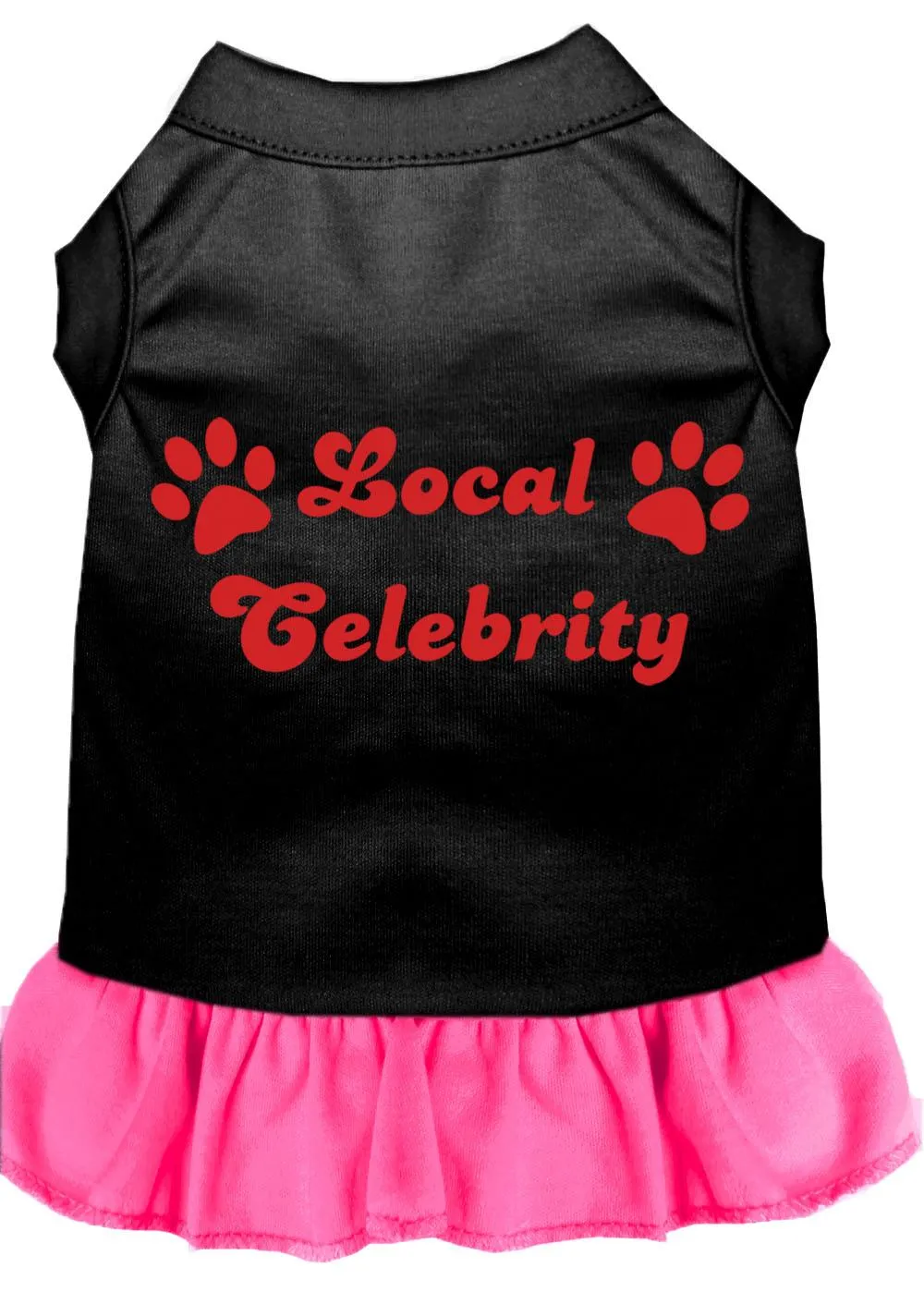 Local Celebrity Screen Print Dress Black With Bright Pink Xs (8)