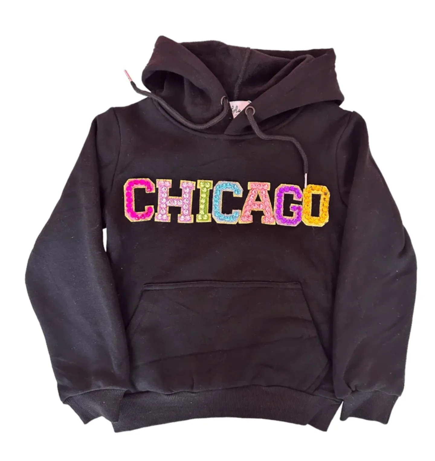 Lola and The Boys Girls Black Gem CHICAGO Hoodie