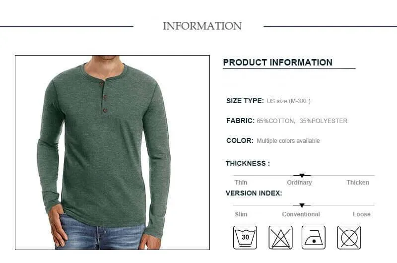 Men's Long Sleeve Shirt Fashion Button Design