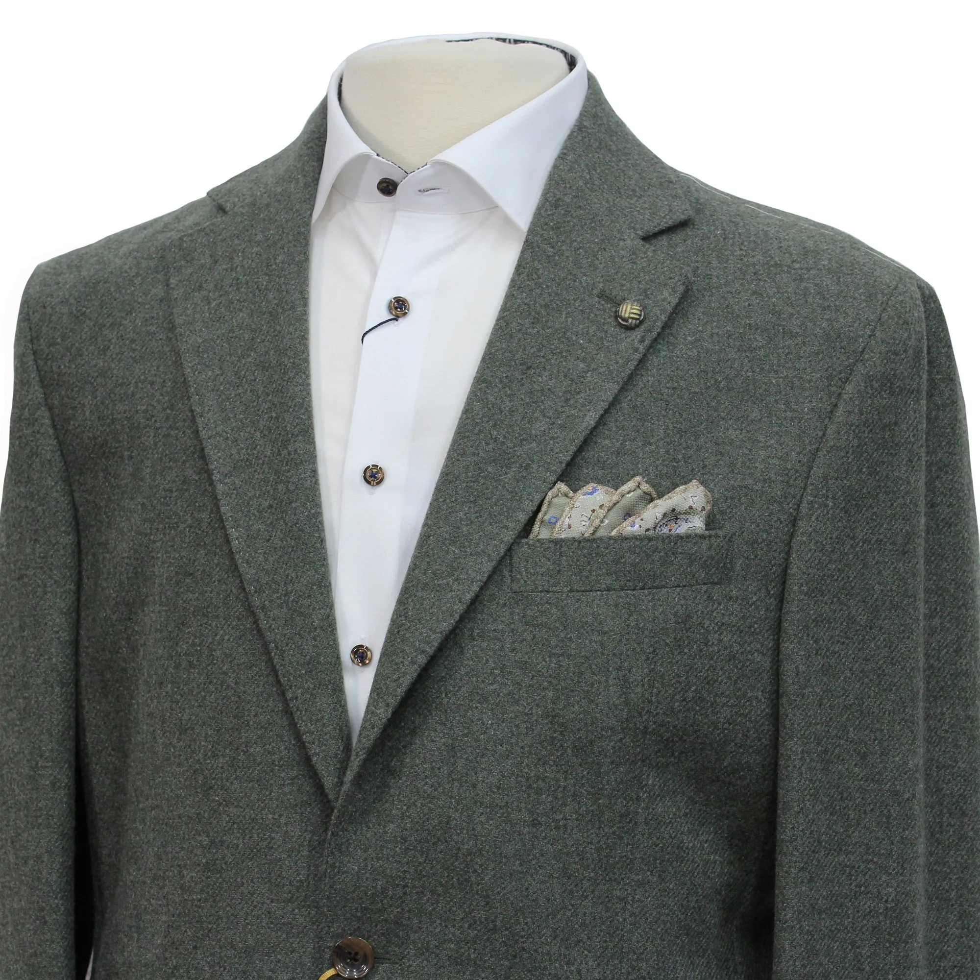 Mid Green Milled Vitale Barberis Wool Madison Contemporary Fit Sport Jacket