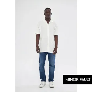 (Minor Fault) White Button Down Waffle Shirt