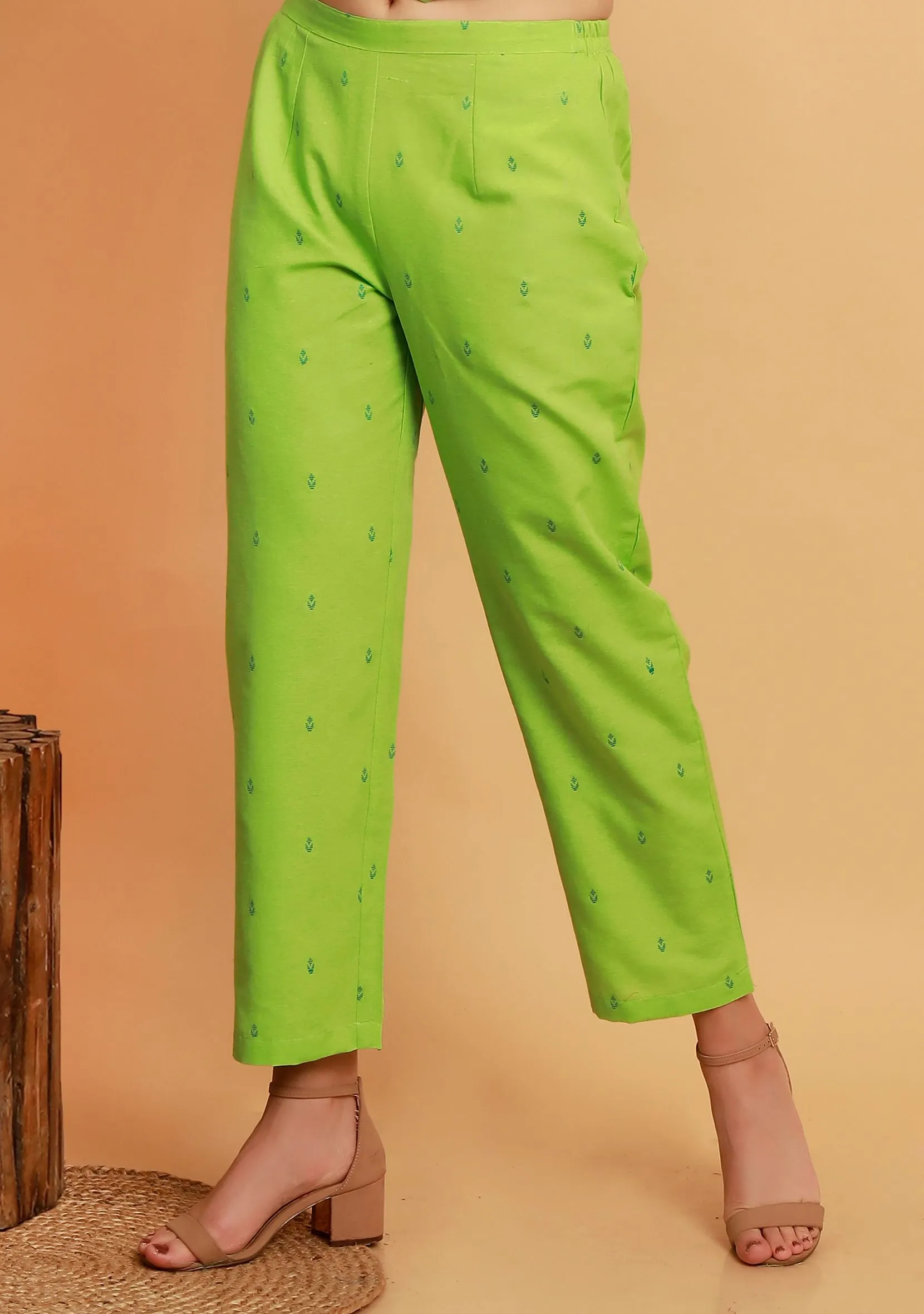 Mint Green Straight Woven Pants