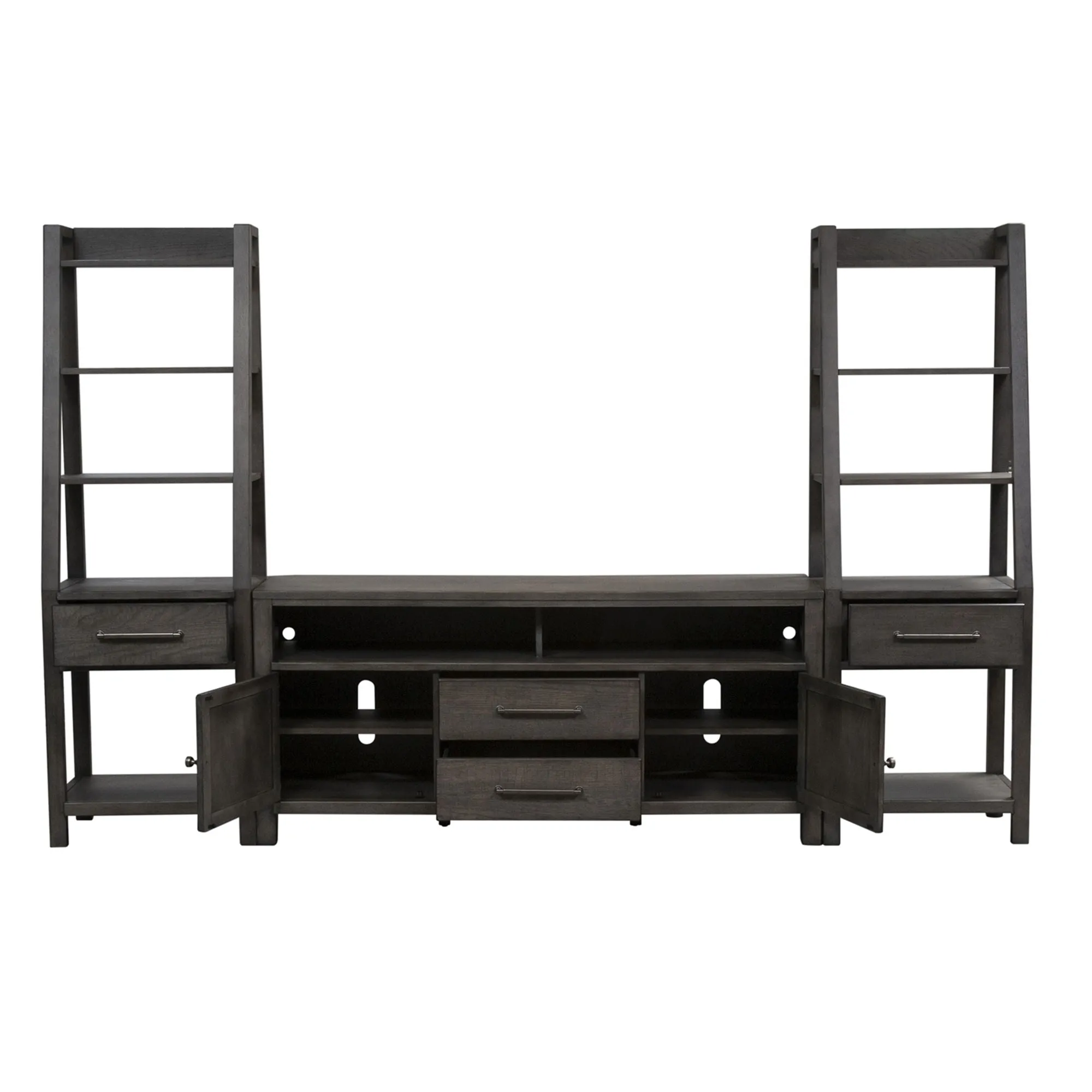 Modern Farmhouse - Entertainment Center With Piers - Dusty Charcoal