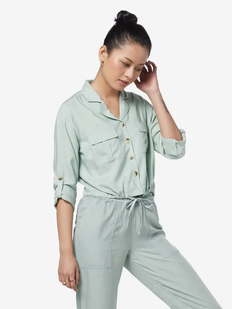 Nuon Mint Cropped Casual Shirt