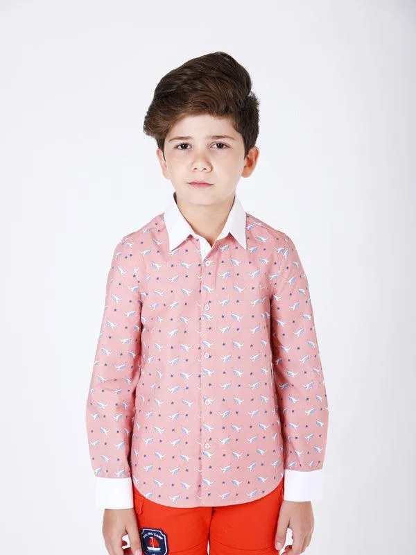 One Friday Pink Fish Print Shirt