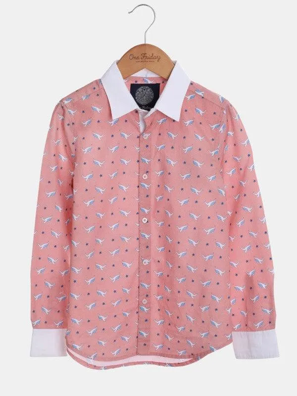 One Friday Pink Fish Print Shirt