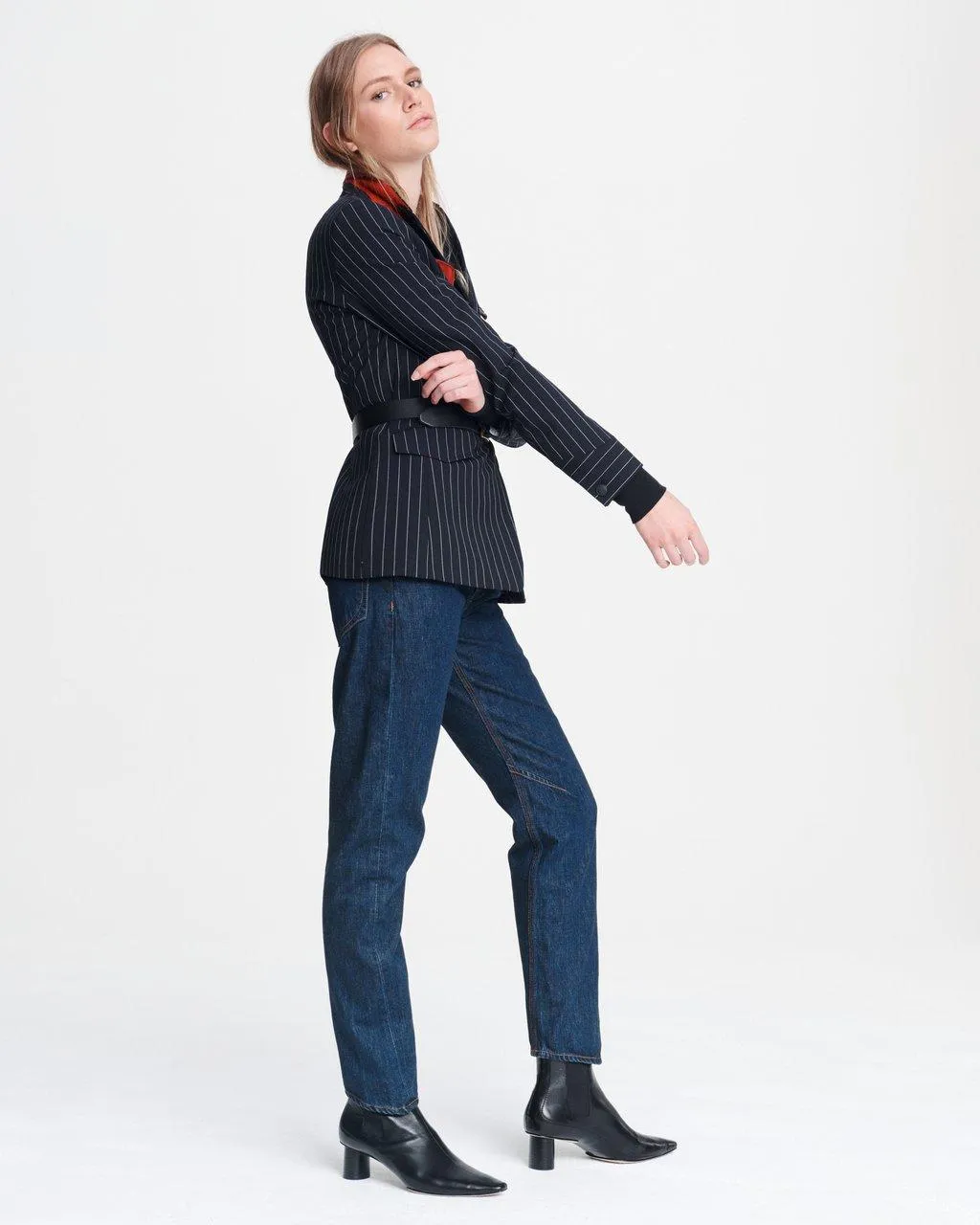 Owen Wool Striped Blazer - Navy