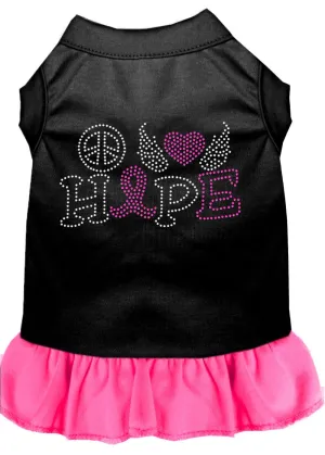 Peace Love Hope Breast Cancer Rhinestone Pet Dress Black With Bright Pink Sm (10)