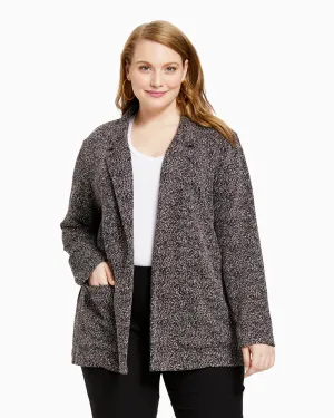 Petra Open Front Knit Blazer | Charcoal Grey / Black