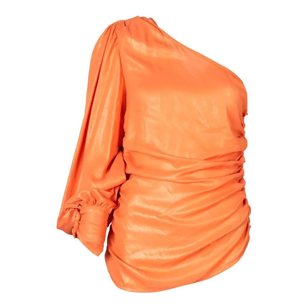 PINKO Chic Orange Laminated Blouse