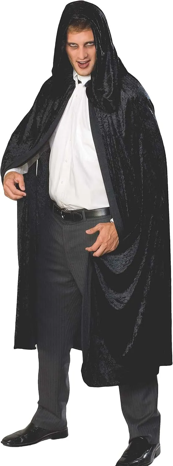 Rubie's Hooded Velvet Black Cape Costume for Adults