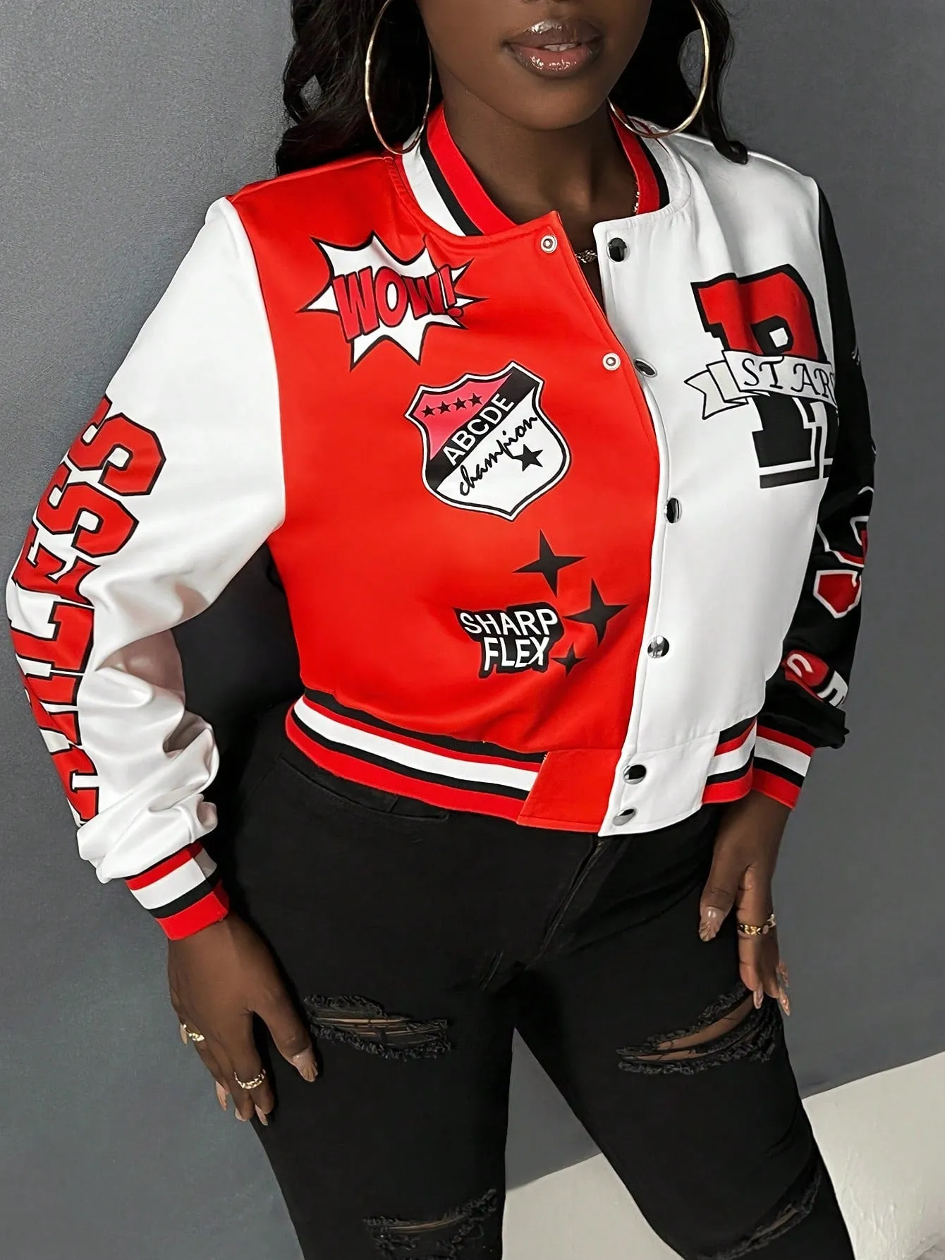 Slayr Printing & Color Blocking Baseball Jacket