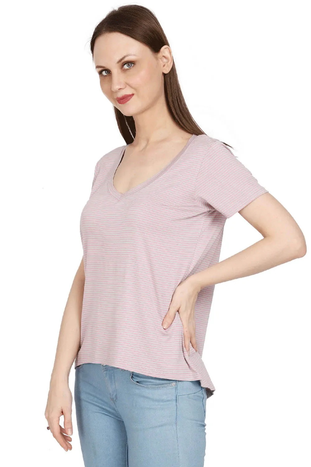 Stylish U-Neck Stripe Top