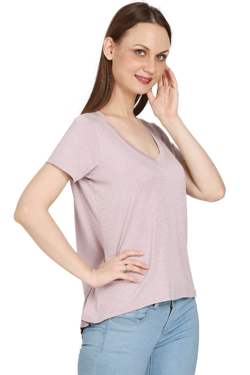 Stylish U-Neck Stripe Top