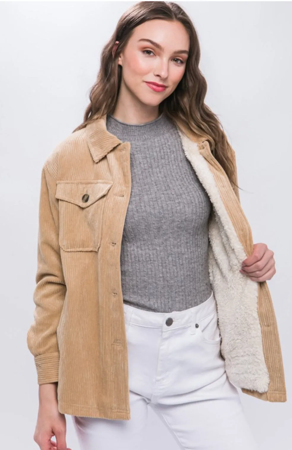 Teegan Corduroy Jacket: Khaki