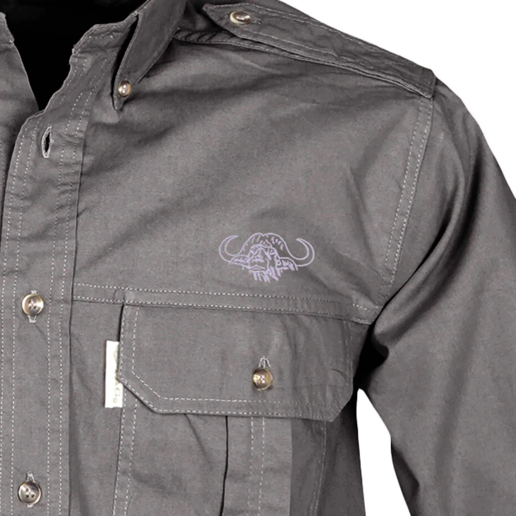 Trail Shirt for Men with Embroidered Buffalo Logo - L/Sleeve