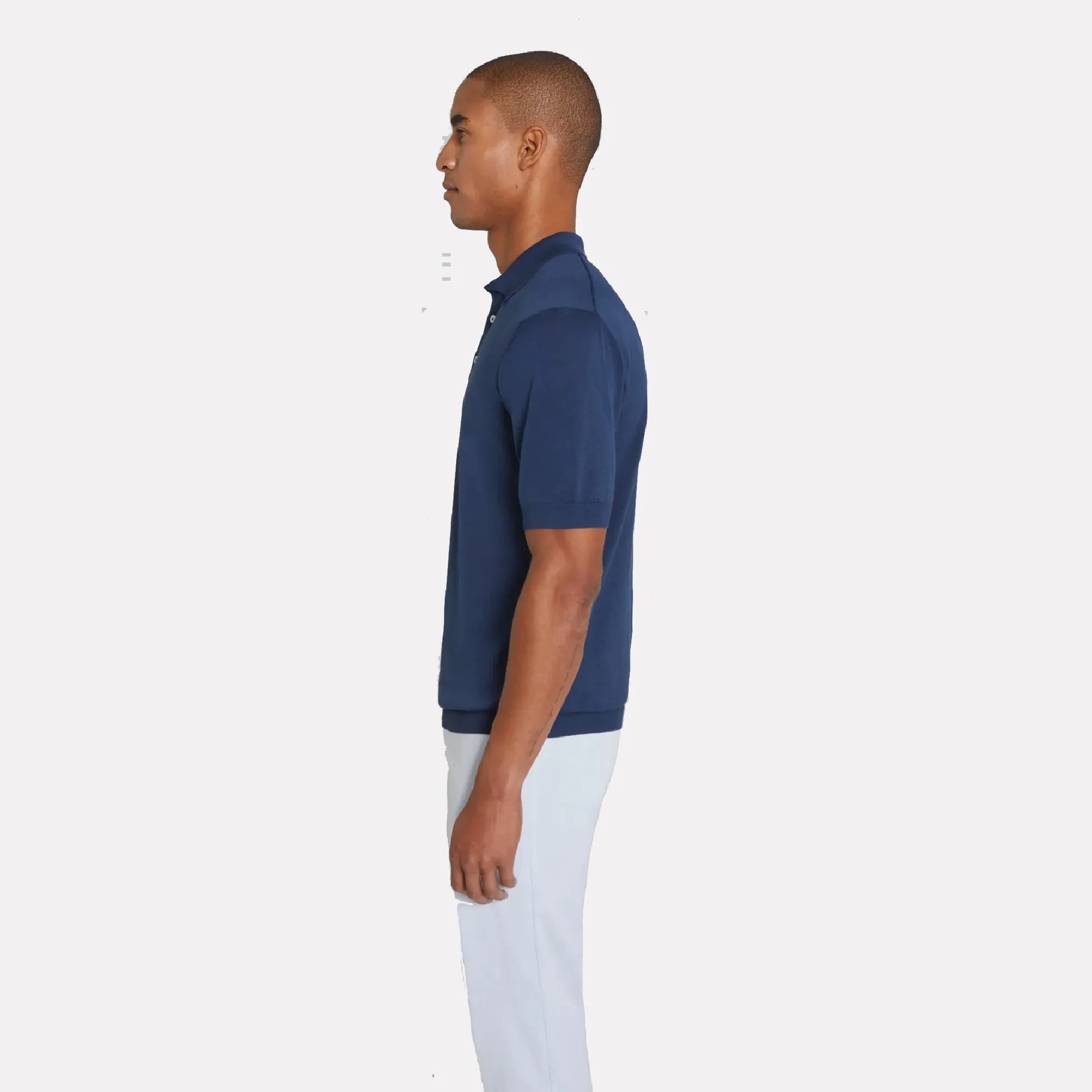 Tupper Italian Cotton/Silk Blend Short Sleeve Polo / Navy